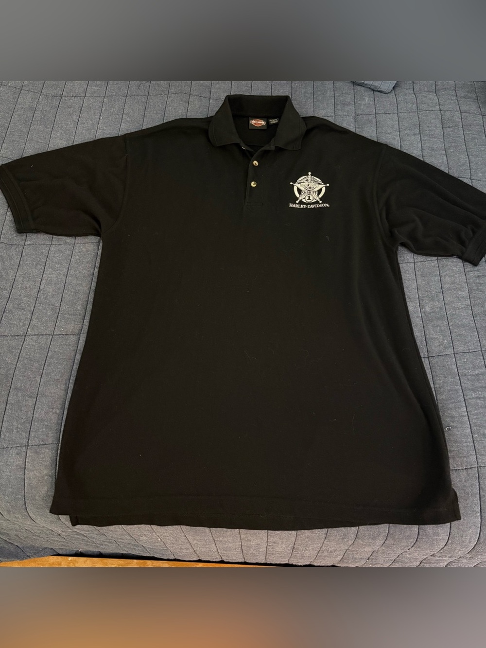 Harley-Davidson Vintage Y2K Black Sheriff 1 Polo Shirt Size XL